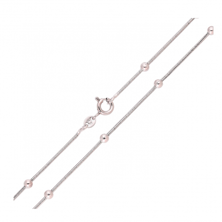 ŁAŃCUSZEK PLATYNOWANY 55 CM 1,2/3 MM OGON WĘŻA KULKI XUPING 79755