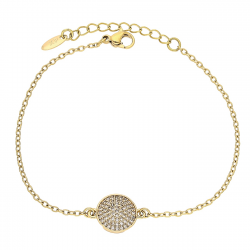 BRANSOLETKA POZŁACANA 17+3 CM 11 MM BRYLANTOWY KRĄG XUPING 79796