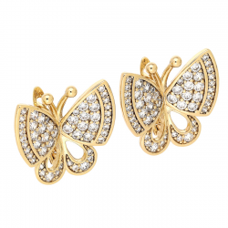 KOLCZYKI POZŁACANE 20/21 MM BRYLANTOWE MOTYLE XUPING 79824
