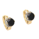 KOLCZYKI POZŁACANE 12/8 MM KÓŁECZKA Z CZARNYM BRYLANTEM XUPING 79830