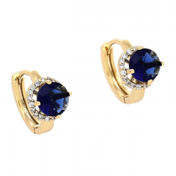 KOLCZYKI POZŁACANE 12/8 MM KÓŁECZKA Z SZAFIREM XUPING 79831