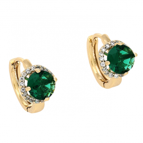 KOLCZYKI POZŁACANE 12/8 MM KÓŁECZKA ZE SZMARAGDEM XUPING 79832