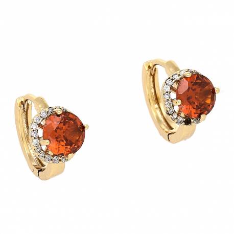 KOLCZYKI POZŁACANE 12/8 MM KÓŁECZKA Z GRANATEM XUPING 79834