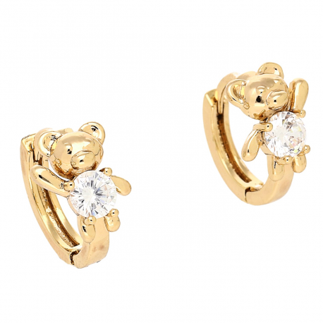 KOLCZYKI POZŁACANE 12/8 MM MIŚKI Z BRYLANTEM XUPING 79853