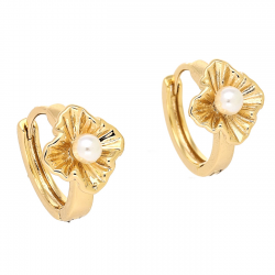 KOLCZYKI POZŁACANE 13/10 MM PEREŁKA W ZŁOTKU XUPING 79855