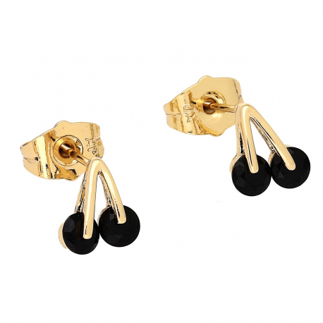 KOLCZYKI POZŁACANE 10/8 MM CZARNE WISIENKI XUPING 79868