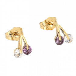 KOLCZYKI POZŁACANE 10/8 MM KOLOROWE WISIENKI XUPING 79869