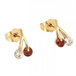 KOLCZYKI POZŁACANE 10/8 MM KOLOROWE WISIENKI XUPING 79872