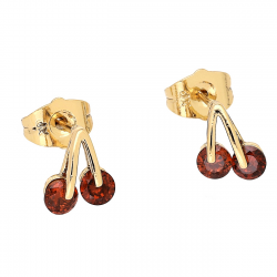 KOLCZYKI POZŁACANE 10/8 MM CZERWONE WISIENKI XUPING 79874