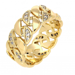 PIERŚCIONEK POZŁACANY 7,5 MM BRYLANTY DO OKOŁA XUPING 79883