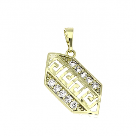 14K ZAWIESZKA POZŁACANA 26/16 MM GRECKI AŻUR XUPING 79982