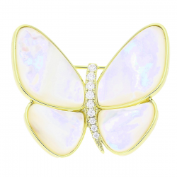 14K BROSZKA POZŁACANA 31/36 MM MOTYL Z MASĄ PERŁOWĄ XUPING 79993