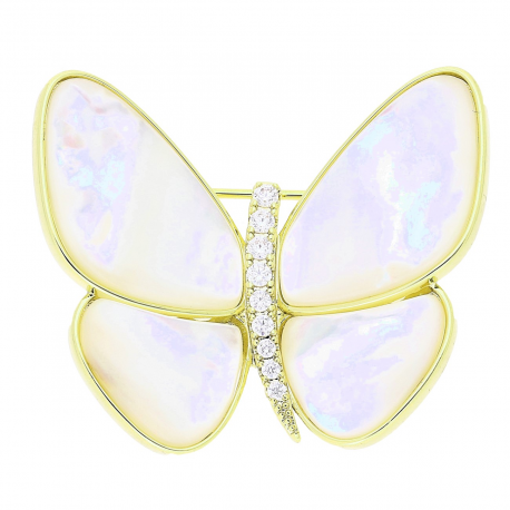 14K BROSZKA POZŁACANA 31/36 MM MOTYL Z MASĄ PERŁOWĄ XUPING 79993