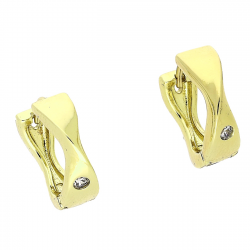 14K KOLCZYKI POZŁACANE 14/5 MM KÓŁKA Z JEDNYM BRYLANTEM XUPING 80033