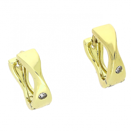 14K KOLCZYKI POZŁACANE 14/5 MM KÓŁKA Z JEDNYM BRYLANTEM XUPING 80033