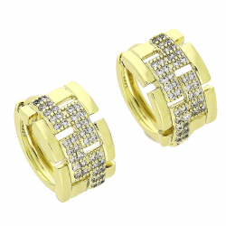 14K KOLCZYKI POZŁACANE 15/9 MM BRYLANTOWE KÓŁKA XUPING 80027
