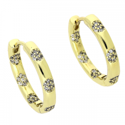 14K KOLCZYKI POZŁACANE 19/3 MM BRYLANTOWE KÓŁKA XUPING 80024