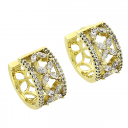 14K KOLCZYKI POZŁACANE 14/8 MM BRYLANTOWE KÓŁKA XUPING 80023