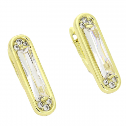 14K KOLCZYKI POZŁACANE 23/7 MM BRYLANT BAGIETA XUPING 80051
