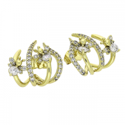 14K KOLCZYKI POZŁACANE 16/19 MM ELEGANTKI Z PSZCZÓŁKAMI XUPING 80073