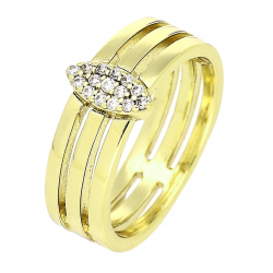14K PIERŚCIONEK POZŁACANY 8,5 MM BRYLANTOWE OKO XUPING 80076