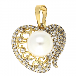 ZAWIESZKA POZŁACANA 23/19 MM ELEGANCJA Z PERŁĄ XUPING 80122