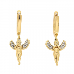 KOLCZYKI POZŁACANE 33/14 MM BRYLANTOWE ANIOŁKI XUPING 80165