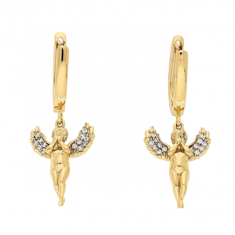 KOLCZYKI POZŁACANE 33/14 MM BRYLANTOWE ANIOŁKI XUPING 80165