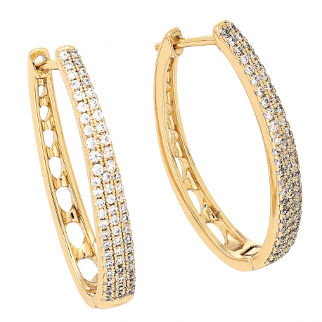 KOLCZYKI POZŁACANE 29/3 MM BRYLANTOWE ELEGANTKI XUPING 80170