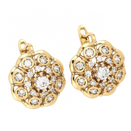 KOLCZYKI POZŁACANE 19/17 MM BRYLANTOWA MARKIZA XUPING 80186