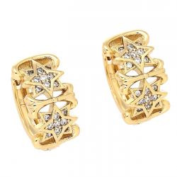 KOLCZYKI POZŁACANE 15/9 MM BRYLANTOWE LILIE XUPING 80240