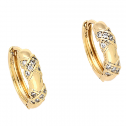 KOLCZYKI POZŁACANE 15/4 MM KÓŁKA Z BRYLANTAMI XUPING 80241