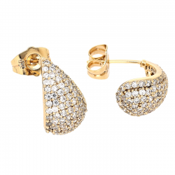 KOLCZYKI POZŁACANE 16/9 MM BRYLANTOWE ŁEZKI XUPING 80251