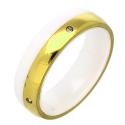 PIERŚCIONEK CERAMICZNY POZŁACANY 6 MM S. STEEL TTM XUPING 80304