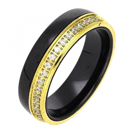 PIERŚCIONEK CERAMICZNY POZŁACANY 6 MM S. STEEL TTM XUPING 80308