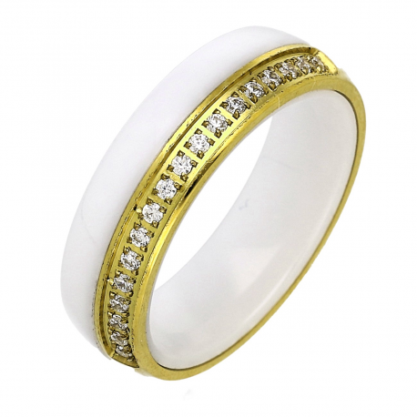 PIERŚCIONEK CERAMICZNY POZŁACANY 6 MM S. STEEL TTM XUPING 80309