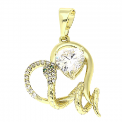 14K ZAWIESZKA POZŁACANA 35/23 MM ŻMIJA ZIELONE OCZY XUPING 80465