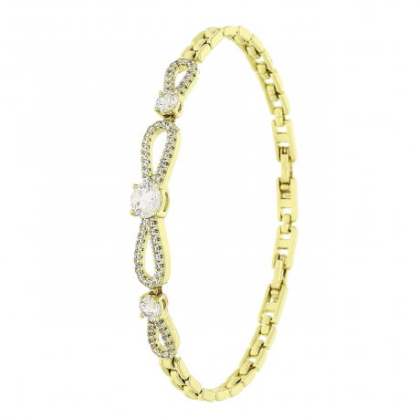 14K BRANSOLETKA POZŁACANA 19-17 CM 6 MM KOKARDA BRYLANTOWA XUPING 80503