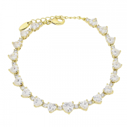 14K BRANSOLETKA POZŁACANA 17,5+3 CM 7 MM BRYLANTY SERCA XUPING 80504