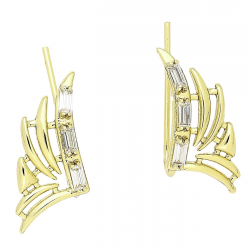 14K KOLCZYKI POZŁACANE 20/9 MM BRYLANTOWE NAUSZNICE XUPING 80521
