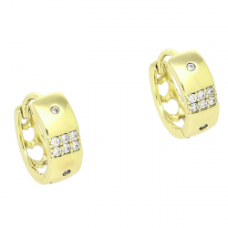 14K KOLCZYKI POZŁACANE 12/5 MM KÓŁECZKA Z BRYLANTAMI XUPING 80532
