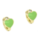 14K KOLCZYKI POZŁACANE 10/8 MM SERCE EMALIA Z BRYLANTEM XUPING 80540