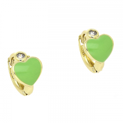 14K KOLCZYKI POZŁACANE 10/8 MM SERCE EMALIA Z BRYLANTEM XUPING 80540