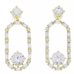 14K KOLCZYKI POZŁACANE 40/16 MM BRYLANTOWE ELEGANTKI XUPING 80560