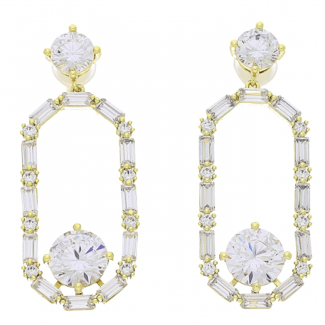 14K KOLCZYKI POZŁACANE 40/16 MM BRYLANTOWE ELEGANTKI XUPING 80560