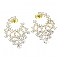 14K KOLCZYKI POZŁACANE 34/27 MM BRYLANTOWE ELEGANTKI XUPING 80564