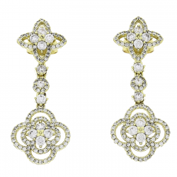 14K KOLCZYKI POZŁACANE 40/15 MM BRYLANTOWE LILIE XUPING 80565