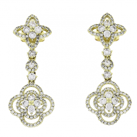 14K KOLCZYKI POZŁACANE 40/15 MM BRYLANTOWE LILIE XUPING 80565