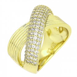 14K PIERŚCIONEK POZŁACANY 13 MM BRYLANTOWY XUPING 80576