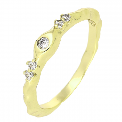 14K PIERŚCIONEK POZŁACANY 3,5 MM BRYLANTOWY ZARĘCZYNOWY XUPING 80579